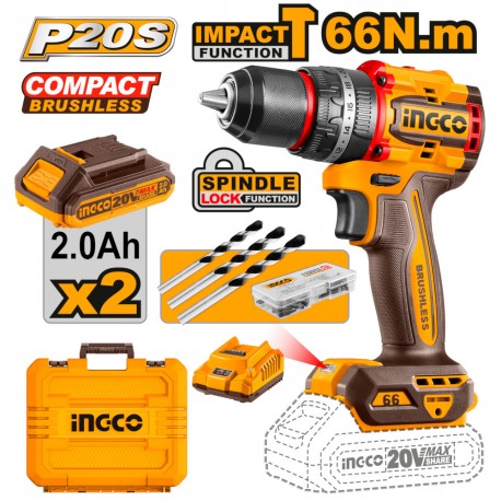 TRAPANO A PERCUSSIONE BRUSHLESS 66N. M. C//2 BATTERIE 2AH